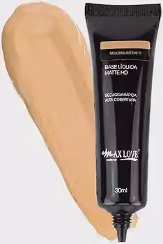 Base Líquida Matte HD Max Love Cor 20 - Cobertura Alta, Acabamento Matte, Longa Duração e Custo-Benefício