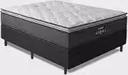 Cama Box Casal Colchão Molas Ensacadas Pillow Top Maximus 138x188x62cm Cinza/Preto Gazin - Suporta até 120Kg por Pessoa