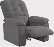 Poltrona Do Papai Reclinável Suede Veludo Estoril Cinza