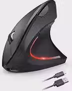 Mouse Vertical Ergonômico, Sem Fio, 1600 DPI, Mouse Ortopédico Bluetooth 2.4G, 6 Botões, Posição da Mão Correta, Evita Inflamações no Pulso e Tendões, Trabalho, Jogos e Estudos, Recarregável USB