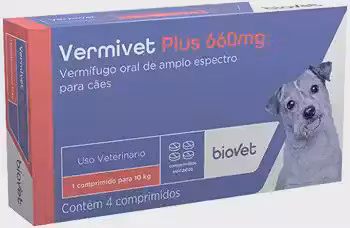 Biovet Vermífugo Vermivet Plus 660Mg Para Cães - 4 Comprimidos