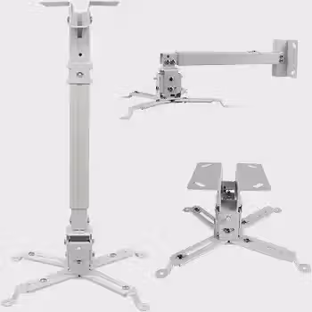 Suporte Projetor de Teto Parede Datashow Universal até 25kg Regulagem Altura Projetores Multimídia Marca MONOLO (Branco)
