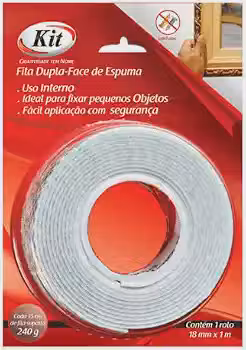 Fita Banana Dupla Face Espuma 18 mm x2,7 m, Multicolorido, Kit