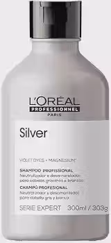 L'Oreal Professionnel Shampoo Silver, Neutraliza Tons Amarelos Indesejados, Com Pigmentos Roxo, Para Cabelos Brancos e Grisalhos, Promove Brilho & Maciez, 300ml