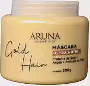 Máscara Ultra Nutri Gold Hair Aruna Cosméticos 300g - Hidratação Profunda com Proteínas de Soja e Argan para Cabelos Quimicamente Tratados