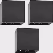 Kit 3x Arandela Slim Preta Externa Facho Duplo Ajustável Led 4w 3000K IP67 Branco Quente Bivolt