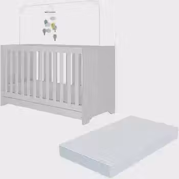 Berço 3 em 1 vira cama com Colchão Incluso Elza Multimóveis Mp4305 Branco