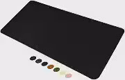 Mouse Pad Desk Pad Couse em Couro Ecológico 90x40cm + Porta-Copos Premium (Preto)
