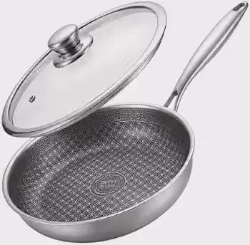 Frigideira Antiaderente Inox Corpo Triplo 28cm 2,6L Com Tampa De Vidro