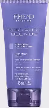 Máscara Matizadora Amend Specialist Blonde Expertise 45g para Cabelos Loiros, Platinados e com Mechas, Neutraliza Amarelado