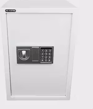 Cofre Eletrônico Digital Branco Grande com Prateleira Removível, Aço Reforçado, Senha + Chave de Segurança, Fixação Parede/Chão, Ideal para Dinheiro, Joias, Documentos, Casa e Escritório