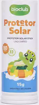 Protetor Solar Infantil e Bebê - FPS 80 - Fácil de Aplicar, Em Bastão, Resistente à Água e Suor, Toque Seco Não Meleca, Proteção UVA UVB 15g |Protetor Solar Stick - Bioclub