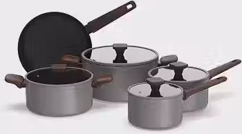 Conjunto de Panelas Brinox Ceramic Life Nox 5 Peças Cinza