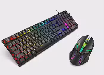 Kit Teclado Gamer Semi Mecânico RGB, com Mouse Gamer 3600DPI, Óptico Compatível Com todos os vídeo games e computadores