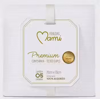 Fralda Premium Mami C/Bainha para Bebê 70cm X 70cm Contém 05 Un