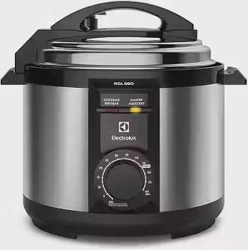 Electrolux Panela pressão elétrica capacidade 5L silenciosa segura 9 travas segurança timer feijão manter aquecido alça antitermica PCE20 inox 220v por Rita Lobo