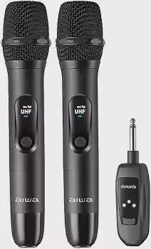 MICROFONE AIWA PRETO SEM FIO WIRELESS AWS-MIC-01 BIVOLT