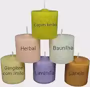 Kit com 6 Velas Aromáticas Perfumadas com Essência 90g - Lavanda, Baunilha, Canela Frutada, Herbal, Gengibre com Limão, Capim Limão ou Citronela - Arcanjo Velas