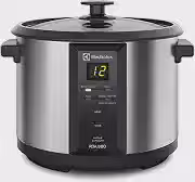 Panela Elétrica Electrolux vapor arroz capacidade 1,8L 10 xícaras 4 funções pré-programadas timer panela removivel antiaderente tampa vidro ECC20 inox 127v por Rita Lobo