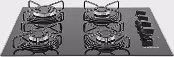 Suggar Cooktop Vidro Preto 4 Queimadores Esmaltados Diferentes Tamanhos FG4004AVP Bivolt
