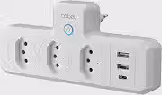 Extensao Eletrica Inteligente Wifi, Extensão Tomada, Régua Tomada, Filtro de Linha, 3 Tomadas, 2 Interfaces USB, 1 Porta USB Tipo-C, Controle por Voz, Controle remoto via celular (Branco)