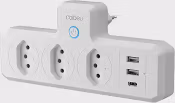 Extensao Eletrica Inteligente Wifi, Extensão Tomada, Régua Tomada, Filtro de Linha, 3 Tomadas, 2 Interfaces USB, 1 Porta USB Tipo-C, Controle por Voz, Controle remoto via celular (Branco)