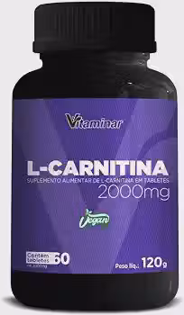 Vitaminar L-Carnitina 2000mg Vegano 120g 60 Tabletes Suplemento