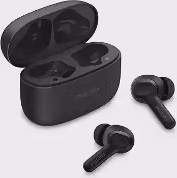 PHILIPS, Fone de Ouvido Sem Fio TWS, TAT1109BK/00, Bluetooth, Com Microfone, Até 24 horas de bateria, Preto