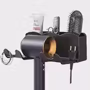 Suporte Secador De Cabelo Parede Organizador Escovas Pentes Banheiro Salão Profissional Minimalista ELETROSTOCK SHOP (Preto)