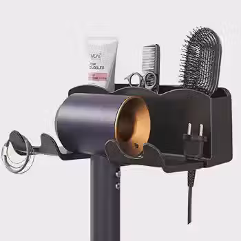 Suporte Secador De Cabelo Parede Organizador Escovas Pentes Banheiro Salão Profissional Minimalista ELETROSTOCK SHOP (Preto)