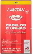 Lavitan Carmed O Glow Up das Besties Cabelos e Unhas Sabor Iogurte de Morango 60 Comprimidos Mastigáveis