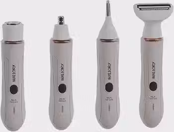 Depilador Feminino Mallory Multi Senses – 4 em 1, Aparador Corporal, Rente à Pele, Nariz e Sobrancelhas, Case para Viagem – Bivolt
