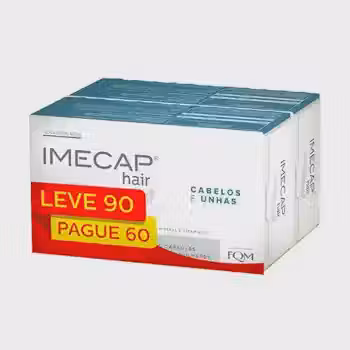 Imecap Hair Leve 90 cápsulas, Pague 60 - Vitaminas para Cabelos e Unhas com Biotina