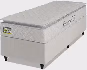 Cama Box Colchão Espuma D33 Pillow Top New Millenium Branco Hellen – Suporta Até 120 Kg Por Pessoa (Solteiro)