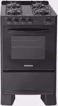Suggar Fogão de Piso a Gás 4 Bocas Cook Glass com Mesa de Vidro Temperado Preto FGVCG410PT Bivolt 56 Litros 24,5 kg