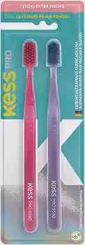 Kess Pack Com 2 Escovas Dentais Pro Extra Macias, Cores Sortidas