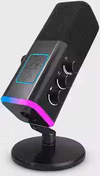 Microfone dinâmico USB/XLR para gravação de podcast,microfone streaming para jogos de computador com RGB,botão de mudo,conector para fones de ouvido,suporte de mesa，para cantar e YouTube- AM8