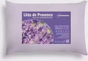 Travesseiro Lilás de Provence 50x70cm Percal Estampado com Zíper Ajustável Enchimento Fibra Siliconizada Lavável e Antiácaro