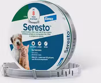 Coleira Seresto® anti-carrapatos e pulgas para cães e gatos de até 8kg