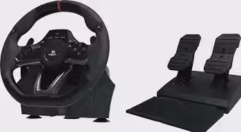 VOLANTE DE CORRIDA COM PEDAIS HORI APEX PS4 E PS5 - PRETO