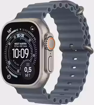 Apple Watch Ultra 3 GPS + Cellular, Caixa em titânio natural de 49 mm com Bracelete Ocean azul‑âncora