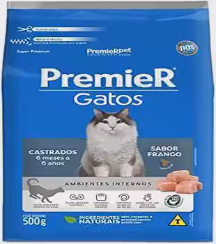 PremieR Pet Ambientes Internos Ração Seca para Gatos Castrados até 6 Anos Sabor Frango 1,5Kg