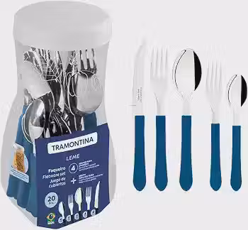 Faqueiro Inox 20 peças Leme Azul - Tramontina