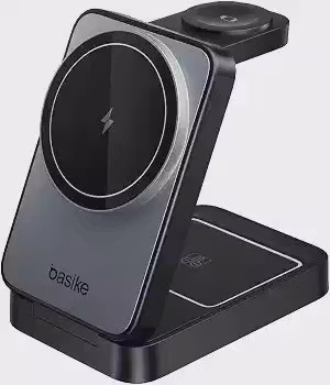 Basike Carregador Sem Fio 3 em 1 Magnético Dobrável Portátil Luz Noturna