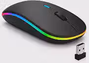 Mouse Sem Fio Recarregável Wireless Bluetooth Optico Led Rgb Colorido Ergonômico Usb 2.4 Ghz Notebook Computador Pc Desktop Linha Premium - Cores Sortidas