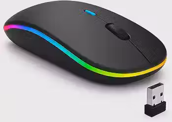 Mouse Sem Fio Recarregável Wireless Bluetooth Optico Led Rgb Colorido Ergonômico Usb 2.4 Ghz Notebook Computador Pc Desktop Linha Premium - Cores Sortidas