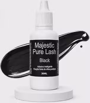 Cola para Cílios Postiços Sem Tóxicos Vegana 30ml - Majestc Nails Pure Lash Alta Aderencia. Cor: Transparente e Black (Black)