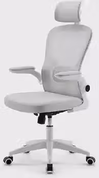 Cadeira Home Office Mesh Cinza com Apoio Lombar e Braços Retráteis
