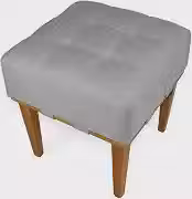 Puff Quadrado para Sala de Linho - Cinza Claro