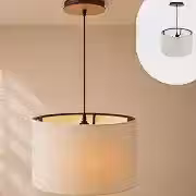 Pendente De Teto Cúlpula 40x25 Cm Luminária Lustre Bivolt Canopla de Madeira